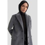 Armine 25KD1708 Antrasit Kaban Kadınlar İçin Yumuşak Dokulu Modern Dış Giyim - 40