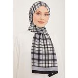 Armine 4713-01 Siyah Gri Ekose Desen Modal Şal