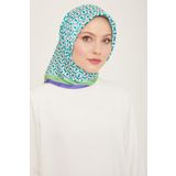 Armine 9151-51 Turkuaz Gri Geometrik Desen Sura İpek Eşarp