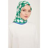Armine 9156-86 Yeşil-Beyaz Puantiye Desen Sura İpek Eşarp