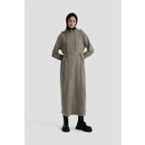 Armine Beli Bağlamalı Örme Elbise 24KD6808 Vizon