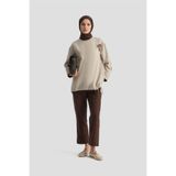 Armine Broşlu Keten Tunik 25Y4620 Taş