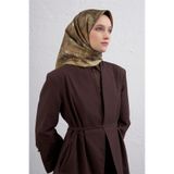 Armine Çiçek Desenli İpek Eşarp, Tek Ebat, 9409-06, hardal, kadın