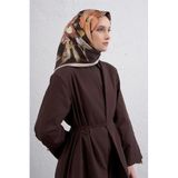 Armine Çiçek Desenli İpek Eşarp, Tek Ebat, E25KA9414D02, Siyah, kadın