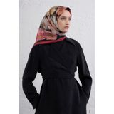 Armine Çiçek Desenli Saf İpek Twill Eşarp, Tek Ebat, E25KA9403D02, Siyah-Bordo, kadın