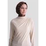Armine Degaje Yaka Örme Rayon Bluz Bej