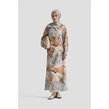 Armine Desenli Elbise 25YD4017 Mavi - Vizon - 38