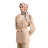 Armine Desenli Saf Ipek Sura Eşarp 9309-86, Gri