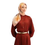 Armine Desenli Saf Ipek Twill Eşarp 9305-34, Turuncu
