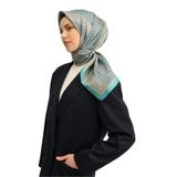 Armine Desenli Saf Ipek Twill Eşarp 9319-50, Turkuaz