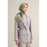 Armine Desenli Saf Ipek Twill Eşarp 9323-84, Yeşil