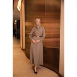 Armine Ekose Desenli Elbise Camel