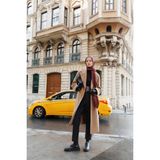 Armine Etiket Detaylı Kaban 24K8102 Camel - Kahverengi