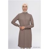 Armine Fermuar Detaylı Basic Tunik Vizon