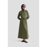 Armine Fermuar Detaylı Elbise 25KD4006 Haki