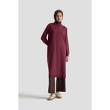 Armine Fermuar Detaylı Triko Tunik Bordo