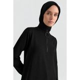 Armine Fermuar Detaylı Triko Tunik Siyah