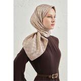 Armine İpek Dama Eşarp, Tek Ebat, 444464, Vizon, kadın