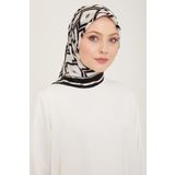 Armine İpek Eşarp 2024 Yaz - 9132-86 Beyaz Siyah Sura