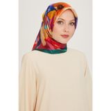Armine Ipek Eşarp 2025 Kış - 9205-57 Yeşil Bordo Twill, Yeşil Bordo