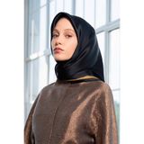 Armine İpek Eşarp 2025 Kış - 9261-02 Siyah Gold Twill