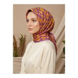 Armine İpek Eşarp - 9174D-36 - Sura- Eflatun, Turuncu