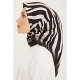 Armine İpek Eşarp Nostalji - 8274-01 Siyah Krem Zebra Twill