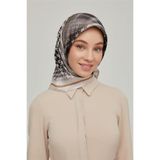 Armine İpek Eşarp Nostalji - 8612-04 Krem Siyah Twill