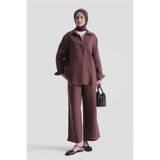 Armine Keten Oversize Tunik Kahverengi