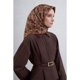 Armine Klasik Desenli İpek Eşarp, Tek Ebat, E25KA9410D02, Kahverengi, kadın