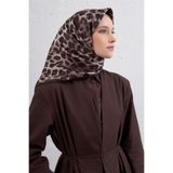 Armine Klasik Desenli İpek Eşarp, Tek Ebat, E25KA9425D02, Kahverengi, kadın