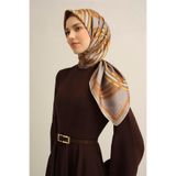 Armine Klasik Desenli Saf İpek Eşarp, Tek Ebat, E25YA9333D02, SARI, kadın