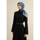 Armine Klasik Desenli Saf İpek Eşarp, Tek Ebat, E25YA9343D01, MAVİ, kadın