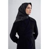 Armine Klasik Desenli Saf İpek Twill Eşarp, Tek Ebat, E25KA9404D02, Siyah-Antrasit, kadın