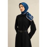 Armine Klasik Desenli Saf İpek Twill Eşarp, Tek Ebat, E25YA9301D02, MAVİ, kadın