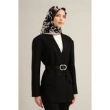 Armine Leopar Desenli Saf İpek Twill Eşarp, Tek Ebat, E25YA9320D02, SİYAH, kadın