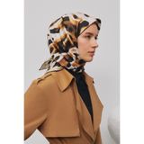Armine Leopar Desenli Saf İpek Twill Eşarp, Tek Ebat, SYR44850, Renkli, kadın