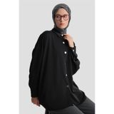 Armine Metal Düğmeli Oversize Tunik Siyah