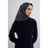 Armine Monogram Desenli Saf İpek Twill Eşarp, Tek Ebat, E25KA9412002, Siyah, kadın