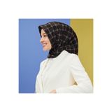 Armine Nostalji Tivil İpek Eşarp IST 8555-14 Siyah Logo Desen