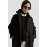 Armine Oversize Kaşe Manto 25KT1708 Siyah