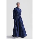 Armine Oversize Katlı Elbise Lacivert - 40