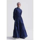 Armine Oversize Katlı Elbise Lacivert