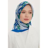 Armine Özel Nostalji Serisi Twill Ipek Eşarp Modelleri 8736D-50, Mavi