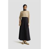 Armine Paraşüt Kumaş Mix Örme Elbise ORTD9437 Lacivert - 36