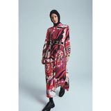 Armine Piliseli ve Desenli Elbise 24K9907 Kırmızı - 38
