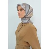 Armine Saf İpek Eşarp 90x90, Tek Ebat, E26YA9514D01-1044, Gri, kadın