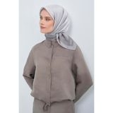 Armine Saf İpek Twill Eşarp 90x90, Tek Ebat, E26YA9526D02, GÜMÜŞ, kadın