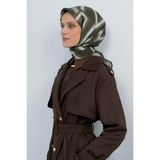 Armine Saf Ipek Twill Eşarp 9547D 82 - 90 x 90 cm - Haki