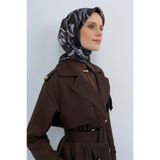 Armine Saf İpek Twill Eşarp, Tek Ebat, 9512, Koyu Kahve, kadın